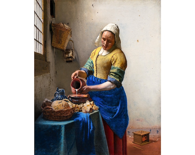 Vermeer, The Milkmaid, 1660 | Art Print | Canvas Print | Fine Art Poster | Art Reproduction | Archival Giclee | Gift Wrapped