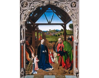 Petrus Christus - Nativity, (1450), Canvas Print or Fine Art Giclee - Enhanced