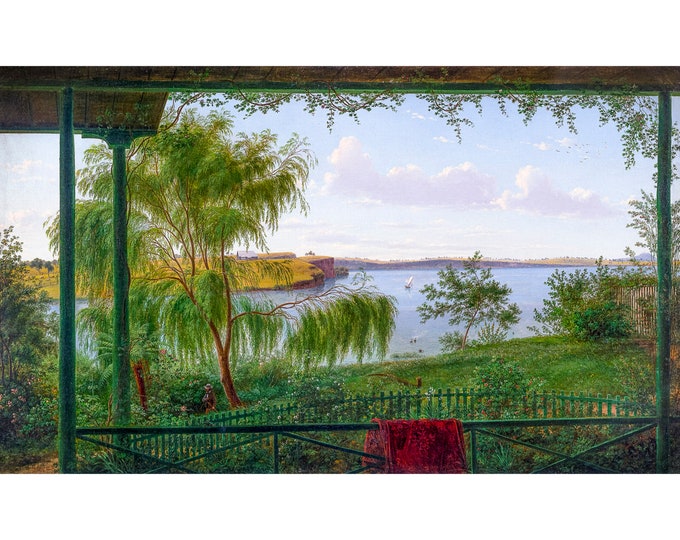 Eugene von Guerard, From the Verandah of Purrumbete, 1858 | Art Print | Canvas Print | Fine Art Poster | Art Reproduction | Archival Giclee