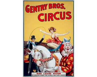 Gentry Bros Circus, Horse Rider | Art Print | Canvas Print | Fine Art Poster | Art Reproduction | Archival Giclee | Gift Wrapped