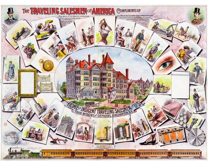 The Traveling Salesmen Of America, Advertising Poster, 1895 | Art Print | Canvas Print | Fine Art Poster | Art Reproduction | Archival