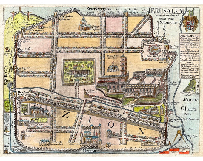 Geographicus, Fuller Map of Jerusalem, 1650 | Art Print | Canvas Print | Fine Art Poster | Art Reproduction | Archival Giclee | Gift Wrapped
