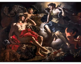 Francesco Solimena, Diana and Endymion, 1710 | Art Print | Canvas Print | Fine Art Poster | Art Reproduction | Archival Giclee | Gift Wrap