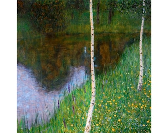 Gustav Klimt, Lakeside with Birch Trees, 1901 | Art Print | Canvas Print | Fine Art Poster | Art Reproduction | Archival Giclee | Gift