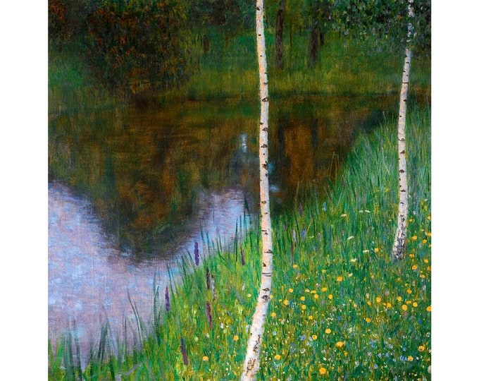 Gustav Klimt, Lakeside with Birch Trees, 1901 | Art Print | Canvas Print | Fine Art Poster | Art Reproduction | Archival Giclee | Gift