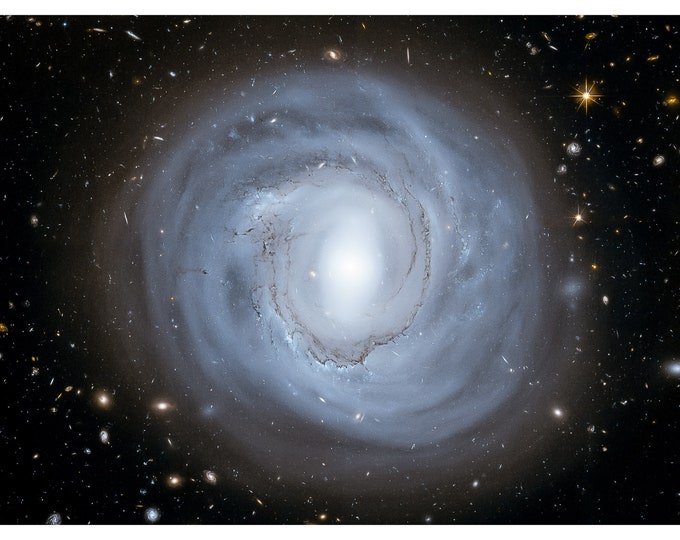 Barred Spiral Galaxy, Coma Cluster, NASA Space Art | Art Print | Canvas Print | Fine Art Poster | Art Reproduction | Archival Giclee | Gift