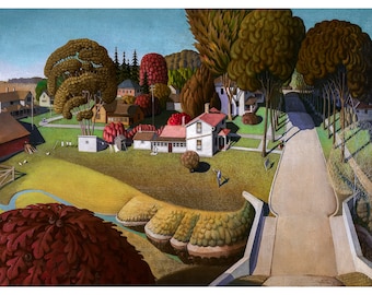 Grant Wood, The Birthplace of Herbert Hoover, 1931 | Art Print | Canvas Print | Fine Art Poster | Art Reproduction | Archival Giclee | Gift