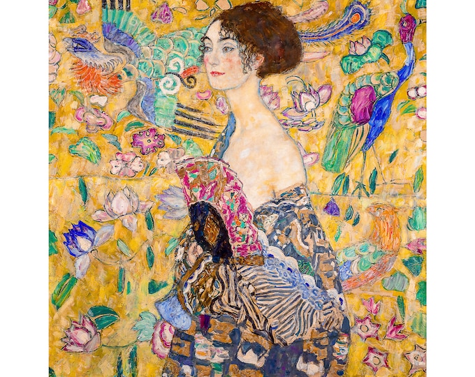 Gustav Klimt, Lady With Fan, 1918 | Art Print | Canvas Print | Fine Art Poster | Art Reproduction | Archival Giclee | Gift Wrapped | Wall