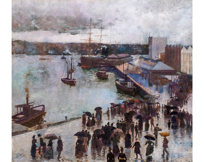 Charles Conder, Departure of the Orient, Circular Quay, 1888 | Art Print | Canvas Print | Fine Art Poster | Art Reproduction | Archival