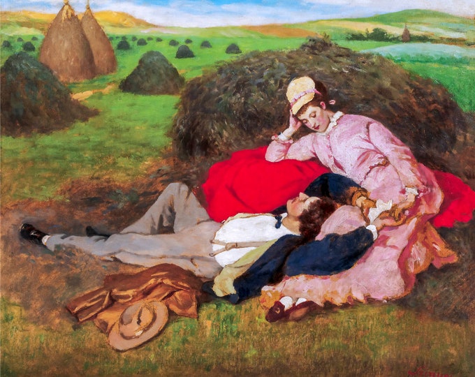 Pál Szinyei Merse, Lovers, Szerelmespár, 1870 | Art Print | Canvas Print | Fine Art | Art Reproduction | Archival Giclee | Gift Wrapped