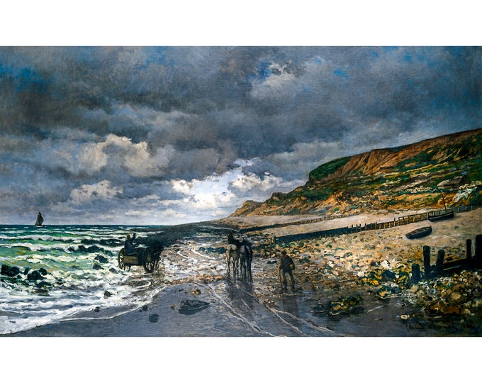 Claude Monet, La Pointe de la Hève at Low Tide, 1865 | Art Print | Canvas Print | Fine Art Poster | Art Reproduction | Archival Giclee