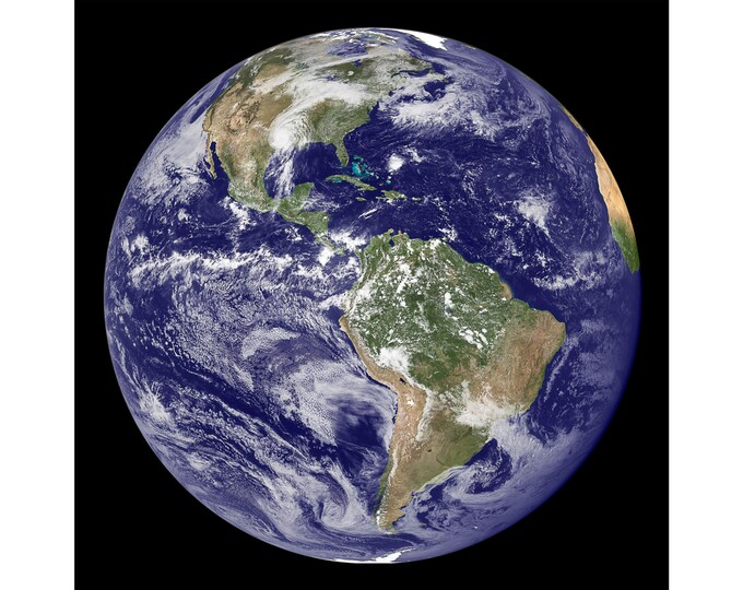Earth, North and South America, NASA Space Art | Art Print | Canvas Print | Fine Art Poster | Art Reproduction | Archival Giclee | Gift Wrap