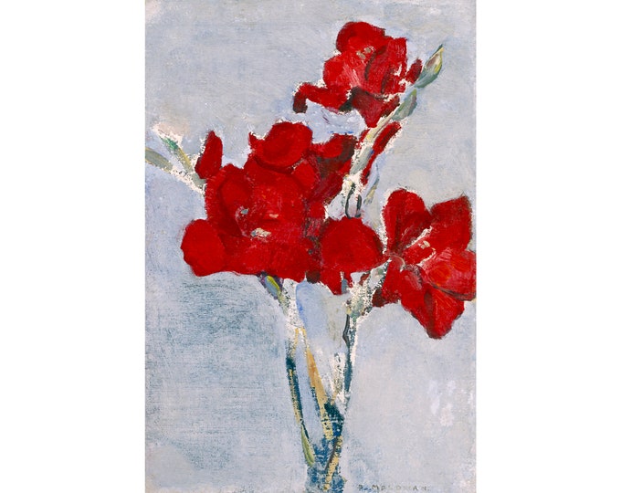 Piet Mondrian, Red Gladioli, 1906 | Art Print | Canvas Print | Fine Art Poster | Art Reproduction | Archival Giclee | Gift Wrapped