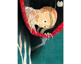 Hokusai – Leaf from the Series of the Hundred Ghost Stories, (1830), Canvas Print or Fine Art Giclee – Enhanced