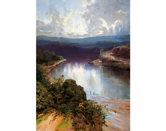 WC Piguenit, An Australian Fjord, 1901 | Art Print | Canvas Print | Fine Art Poster | Art Reproduction | Archival Giclee | Gift Wrapped
