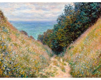 Claude Monet, Road at La Cavée, Pourville, 1882 | Art Print | Canvas Print | Fine Art Poster | Art Reproduction | Archival Giclee | Gift