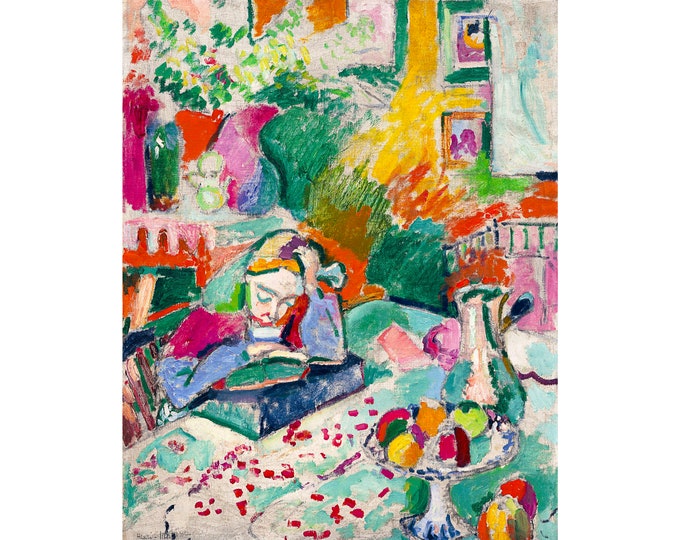 Henri Matisse, Interior with a Young Girl, Girl Reading, 1906 | Art Print | Canvas Print | Fine Art Poster | Art Reproduction | Archival
