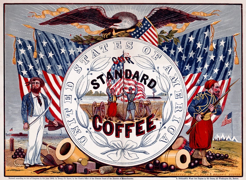 Standard Coffee Ad HD Canvas Print or Art Print Vintage Antique Artwork Wall Poster USA Coffee Sign Retro Advertisement Cafe