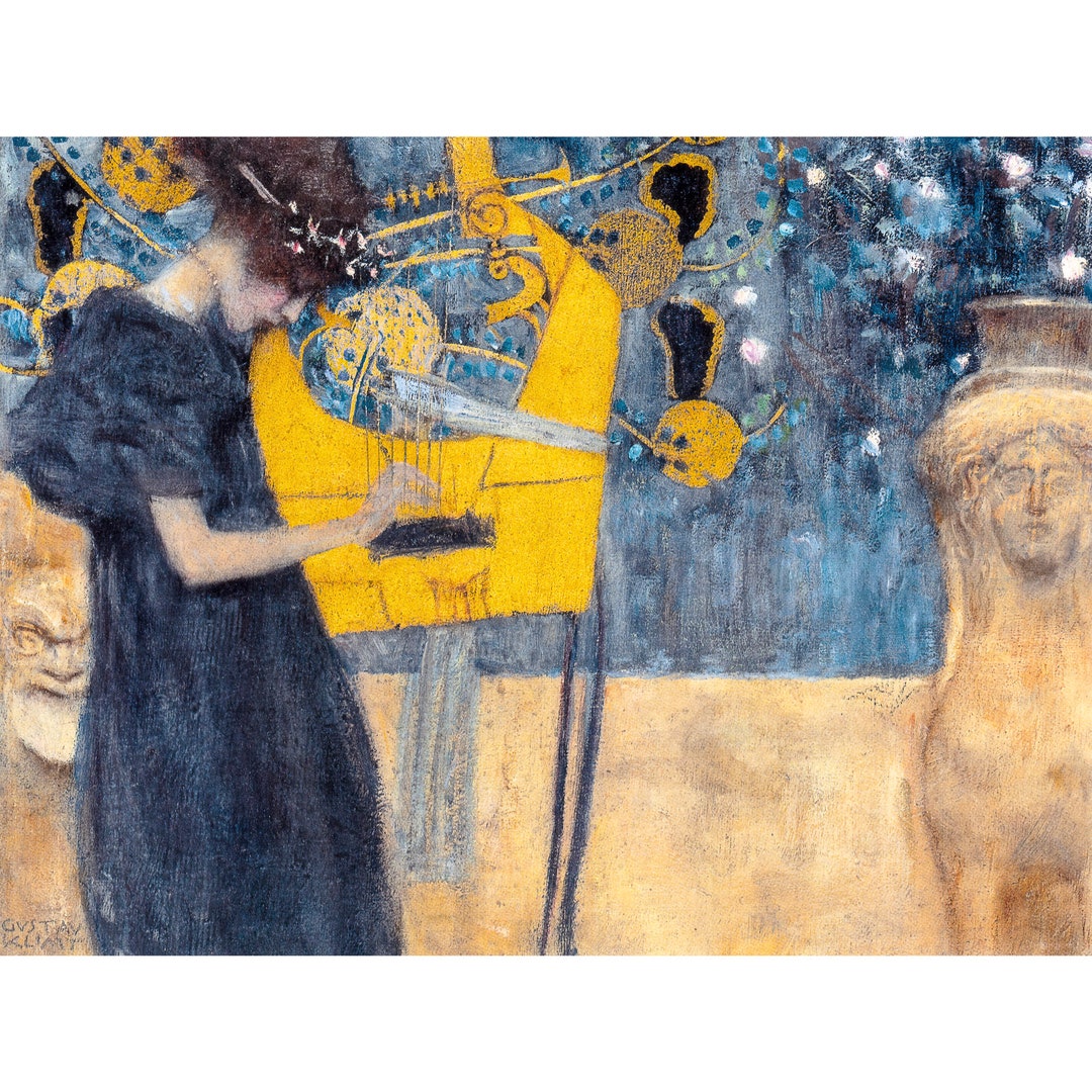 Gustav Klimt - Music I (1895), Canvas Print or Fine Art Giclee