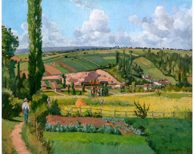 Camille Pissarro, Landscape at Les Pâtis, Pontoise 1868 | Art Print | Canvas Print | Fine Art Poster | Reproduction | Archival Giclee | Gift