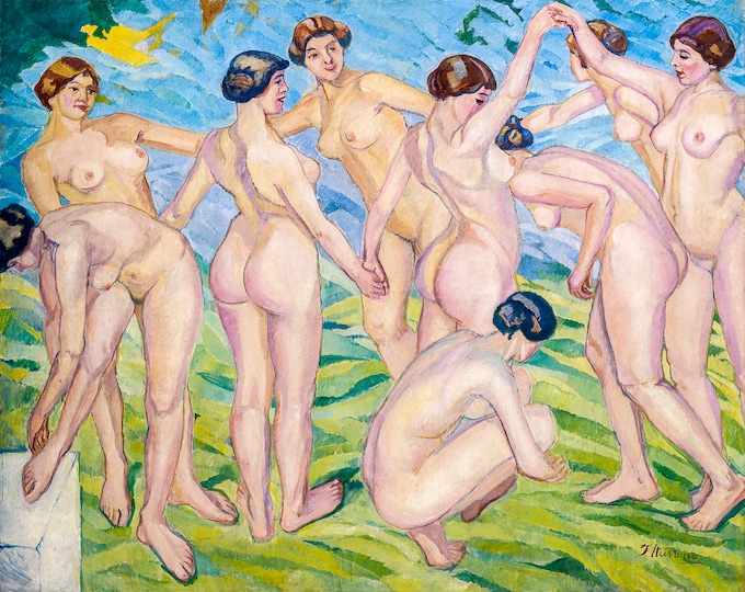 Francisco Iturrino, Nudes (Women Dancing in a Ring), 1918 | Art Print | Canvas Print | Fine Art Poster | Art Reproduction | Archival Giclee