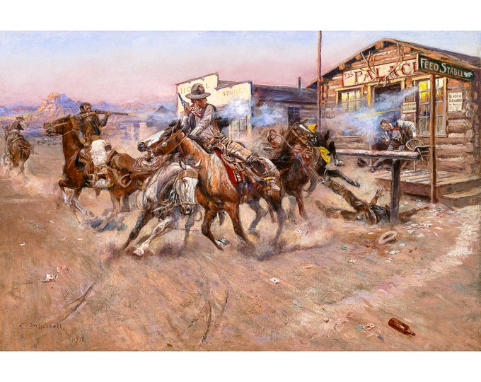 Charles Marion Russell, Smoke of a .45, 1908 | Art Print | Canvas Print | Fine Art Poster | Art Reproduction | Archival Giclee | Gift Wrap