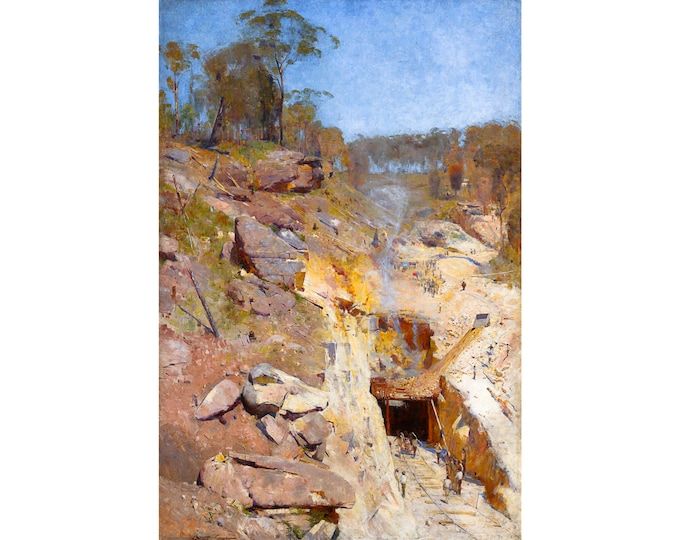 Arthur Streeton, Fire's On, 1891 | Art Print | Canvas Print | Fine Art Poster | Art Reproduction | Archival Giclee | Gift Wrapped