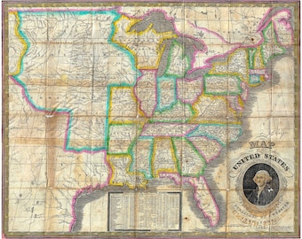 Geographicus, Webster Map of the United States, 1835 | Art Print | Canvas Print | Fine Art Poster | Art Reproduction | Archival Giclee