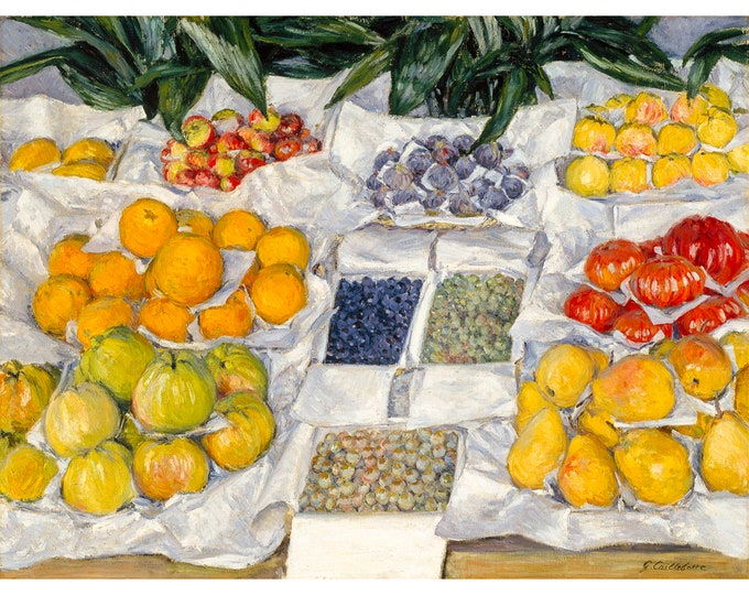 Gustave Caillebotte, Fruit Displayed on a Stand, 1881 | Art Print | Canvas Print | Fine Art Poster | Art Reproduction | Archival Giclee