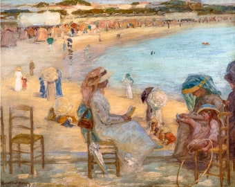 Rupert Bunny, On The Beach (Royan), 1908 | Art Print | Canvas Print | Fine Art Poster | Art Reproduction | Archival Giclee | Gift Wrapped