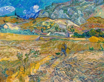 Van Gogh, Enclosed Field with Peasant, 1889 | Art Print | Canvas Print | Fine Art Poster | Art Reproduction | Archival Giclee | Gift Wrapped