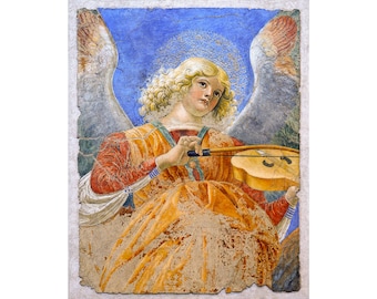 Vatican Fresco, Angel Playing a Violin, Melloso da Forli, 1480 | Art Print | Canvas Print | Fine Art Poster | Art Reproduction | Archival