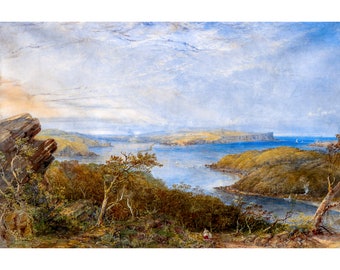 Conrad Martens, North Head from above Balmoral, Sydney Harbour, 1866 | Art Print | Canvas Print | Fine Art Poster | Art Reproduction
