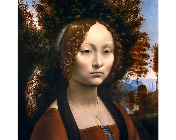 Leonardo da Vinci, Ginevra de' Benci, 1478 | Art Print | Canvas Print | Fine Art Poster | Art Reproduction | Archival Giclee | Gift Wrapped