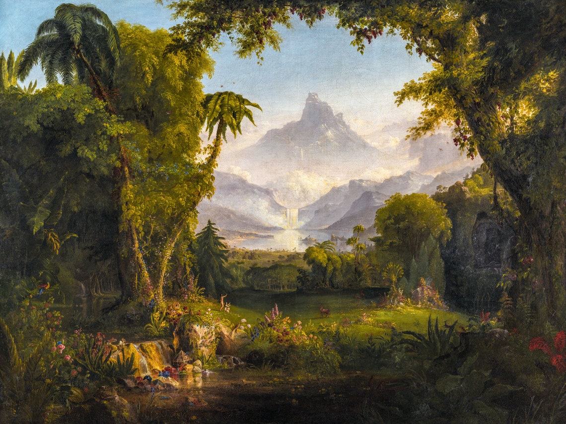 Thomas Cole the Garden of Eden 1828 Art Print Canvas Etsy