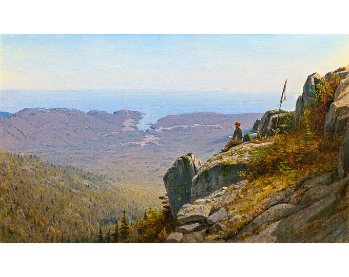 Sanford Robinson Gifford, The Artist Sketching at Mount Desert, 1865 | Art Print | Canvas Print | Fine Art Poster | Art Reproduction