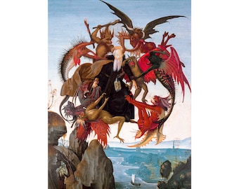 Michelangelo, The Torment of Saint Anthony, 1488 | Art Print | Canvas Print | Fine Art Poster | Art Reproduction | Archival Giclee | Gift