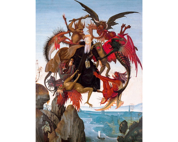 Michelangelo, The Torment of Saint Anthony, 1488 | Art Print | Canvas Print | Fine Art Poster | Art Reproduction | Archival Giclee | Gift