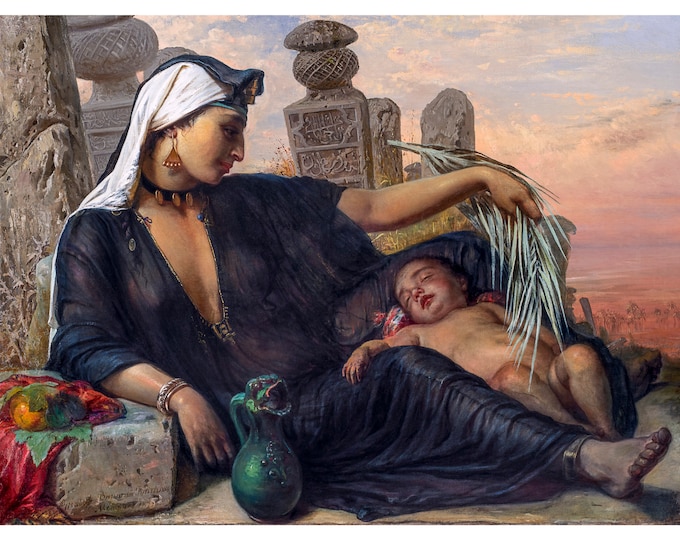 Elisabeth Jerichau-Baumann, An Egyptian Fellah Woman with her Baby, 1872 | Art Print | Canvas Print | Fine Art Poster | Art Reproduction