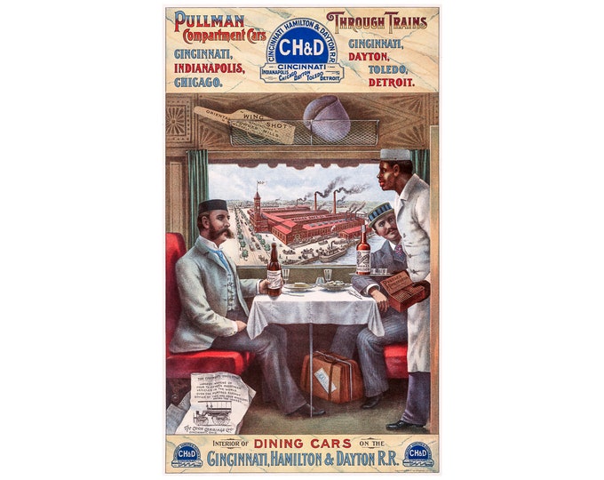 Pullman Compartment Cars And Through Trains, Cincinnati, Hamilton & Dayton Rail Road Advertising Poster | Art Print | Canvas Print