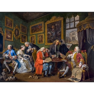 William Hogarth: Marriage à-la-mode, 1. The Marriage Settlement, 1743 | Art Print | Canvas Print | Fine Art Poster | Art Reproduction