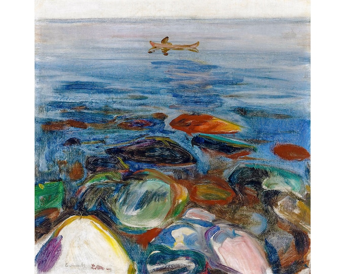 Edvard Munch, Rowing on the Lake, 1904 | Art Print | Canvas Print | Fine Art Poster | Art Reproduction | Archival Giclee | Gift Wrapped