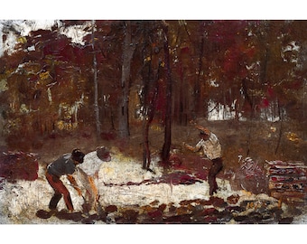 Tom Roberts, Turning the Soil (Sketch for The charcoal burners), 1886 | Art Print | Canvas Print | Fine Art Poster | Art Reproduction