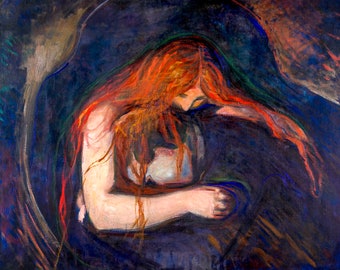 Edvard Munch, Vampire, 1895 | Art Print | Canvas Print | Fine Art Poster | Art Reproduction | Archival Giclee | Gift Wrapped