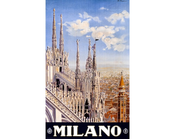 Milano, Italy, Travel Ad | Art Print | Canvas Print | Fine Art Poster | Art Reproduction | Archival Giclee | Gift Wrapped