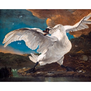 Jan Asselijn, The Threatened Swan, 1650 | Art Print | Canvas Print | Fine Art Poster | Art Reproduction | Archival Giclee | Gift Wrapped