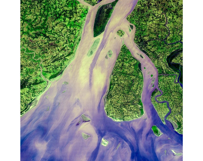 Hugli River Delta, India, NASA Space Art | Art Print | Canvas Print | Fine Art Poster | Art Reproduction | Archival Giclee | Gift Wrapped