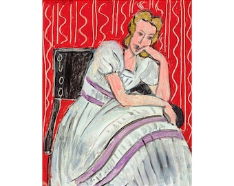 Matisse, Jeune femme assise en robe grise, 1942 | Art Print | Canvas Print | Fine Art Poster | Art Reproduction | Archival Giclee | Gift