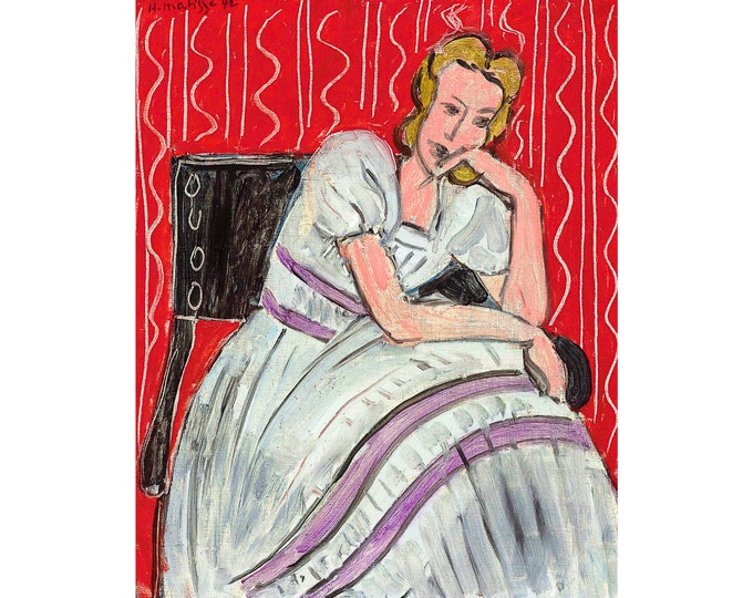 Matisse, Jeune femme assise en robe grise, 1942 | Art Print | Canvas Print | Fine Art Poster | Art Reproduction | Archival Giclee | Gift