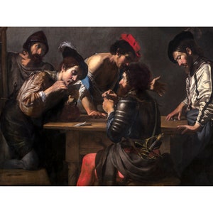 Valentin de Boulogne, Soldiers Playing Cards and Dice, 1620 | Art Print | Canvas Print | Fine Art Poster | Art Reproduction | Archival